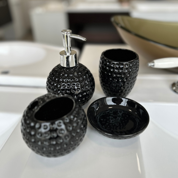 SET DE BAÑO 4 PIEZAS NEGRO - Imagen 2