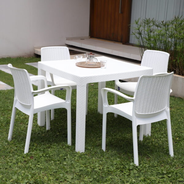 MESA FIDJI RATTAN BLANCA 90CM X 90CM - Imagen 3