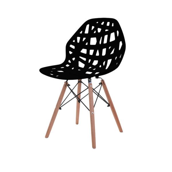 SILLA AKRON PATA DE MAERA- NEGRO
