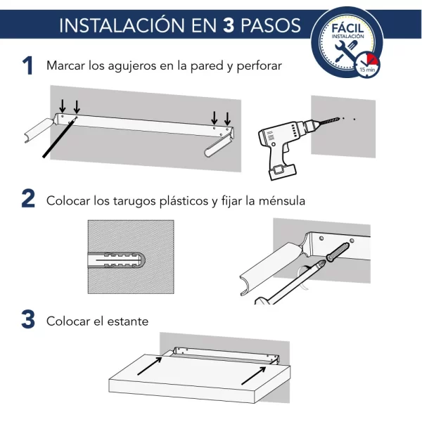 ESTANTE FLOTANTE - BLANCO - Imagen 3