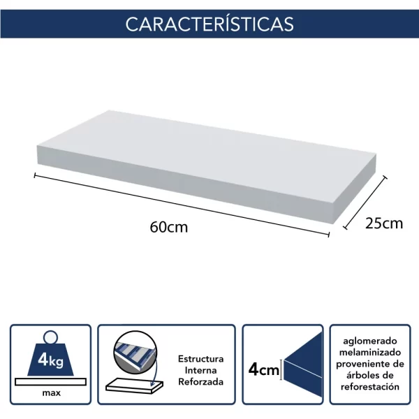ESTANTE FLOTANTE - BLANCO - Imagen 2